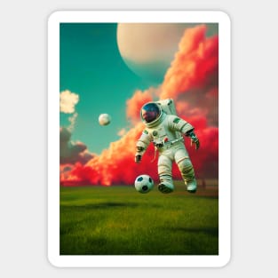 Astronaut play soccer football on space Sticker